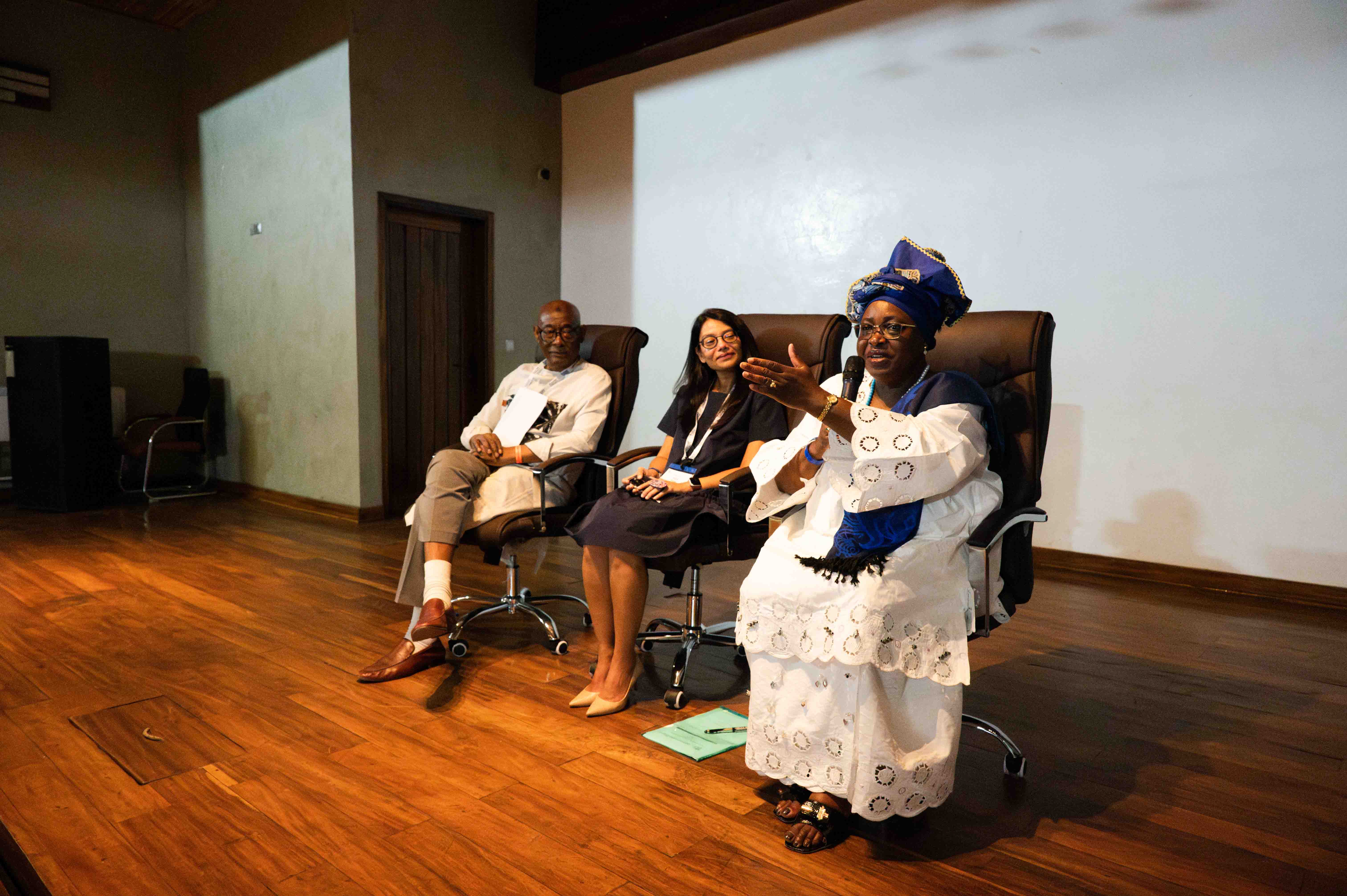 From left: Moctar Touré, Emeritus Professor, Senegal; Payal Patel, TWAS Associate Programme Officer; and Elizabeth Rasekoala, President of The Pan-African Network for the Popularization of Science & Technology and Science Communication (African Gong). (Photo: G. Ortolani/TWAS)