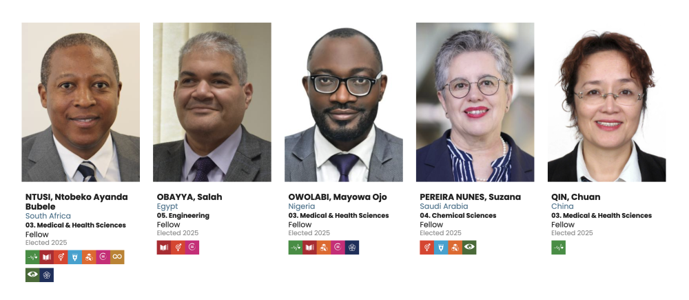 Screenshot from TWAS Directory with some 2025 Fellows